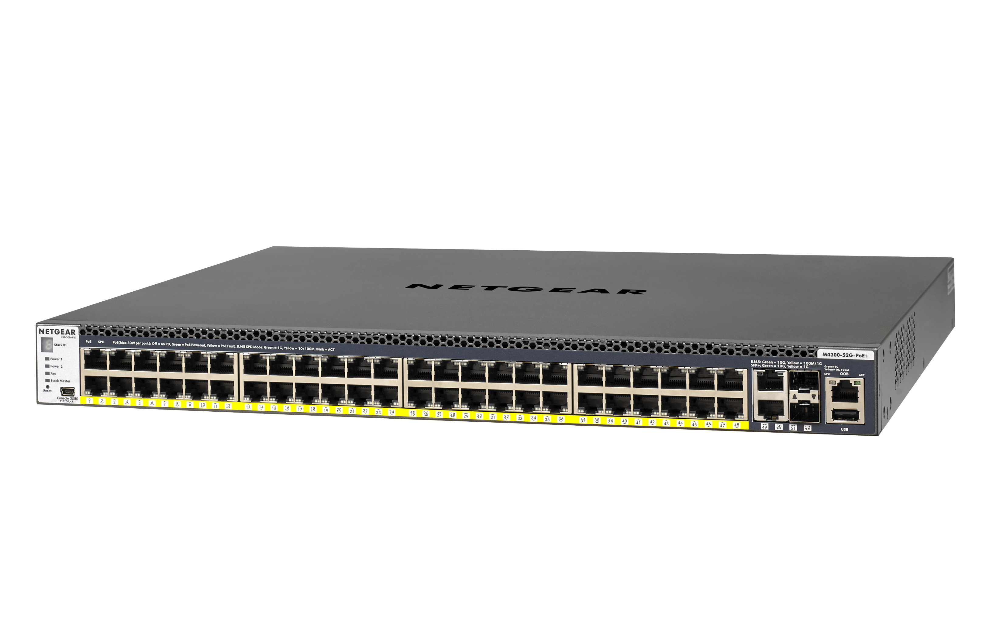 スイッチングハブ Hub 1000base T 48ポート 10gbase T 2ポート Sfp 2スロット スタッカブルpoe フルマネージlayer3スイッチ 給電能力591w M4300 52g Poe 1000w Psu 800 000 円 ネットギア Netgear